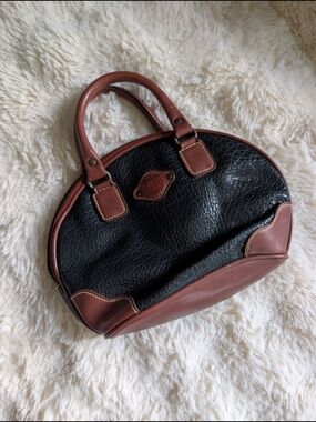 Esprit Two-Tone Black and Brown Leather Satchel
